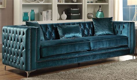 Gillian Dark Teal Velvet Sofa - 1StopBedrooms.