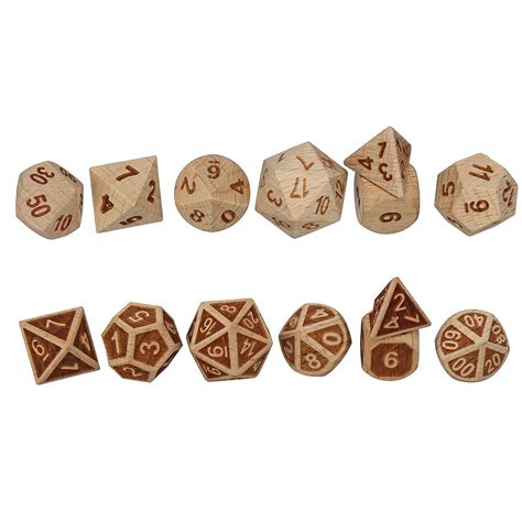 7pcs Set Embossed Wooden Polyhedral Dice D20 D12 D... – Grandado