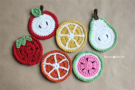 Crochet Fruit Coasters Pattern - Repeat Crafter Me