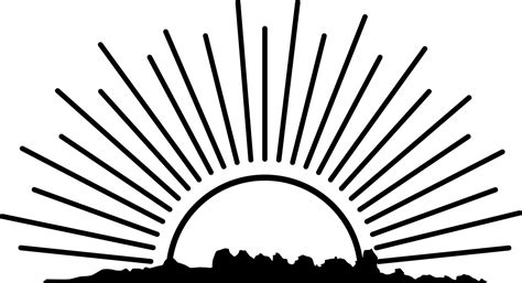 rising sun clip art black and white - Clip Art Library