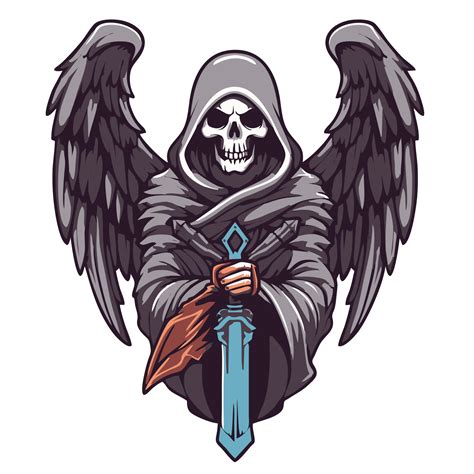 Grim reaper with a sword in his hands on transparent background for ...