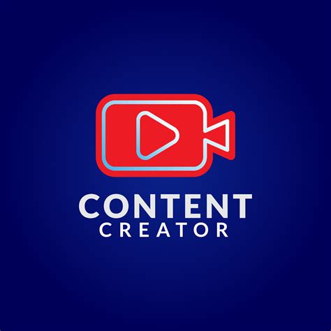 Content Creator Logo Design Template on Dark Blue Background. Pictorial Logo Concept with Red ...