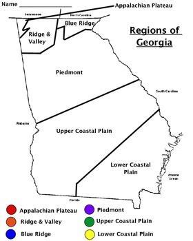 Regions of Georgia Map Worksheet | Georgia map, Social studies worksheets, Georgia history