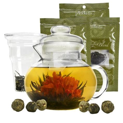 Primula Flowering Tea Set with 40-Ounce Blossom Teapot with 6 Flowering ...