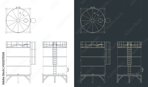 Storage tank blueprints Stock Vector | Adobe Stock