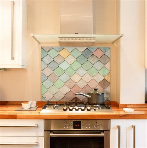 Pastel Tiles Glass Splashback - Aurello