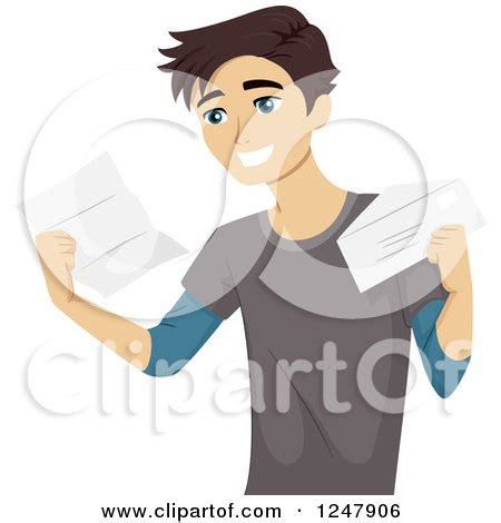 Clipart of a Happy College Student Receiving an Acceptance Letter - Royalty Free Vector ...