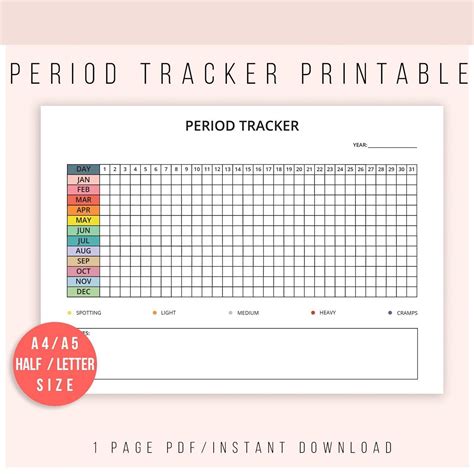 Menstrual Chart Printable - Printable Word Searches