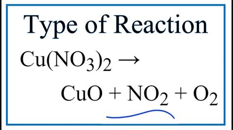 Type of Reaction for Cu(NO3)2 = CuO + NO2 + O2 - YouTube