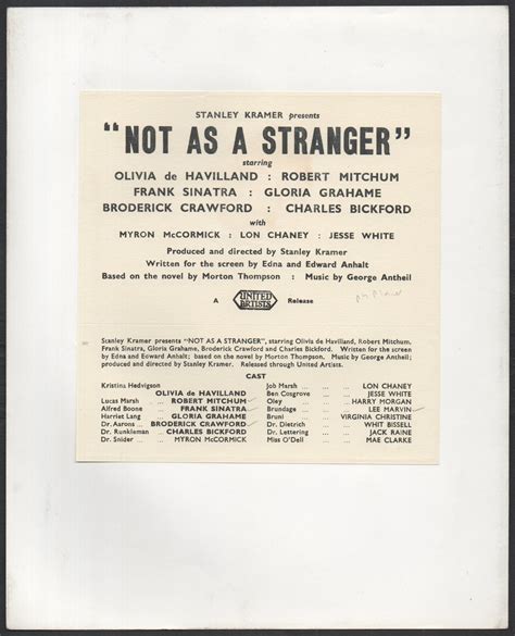 NOT AS A STRANGER | Rare Film Posters