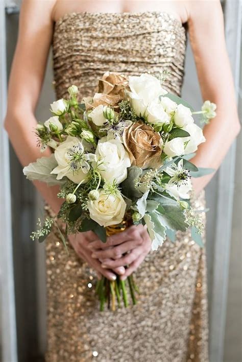 White And Gold Wedding Bouquets