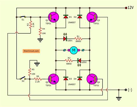 The 2 channel DC motor driver on saving model - ElecCircuit