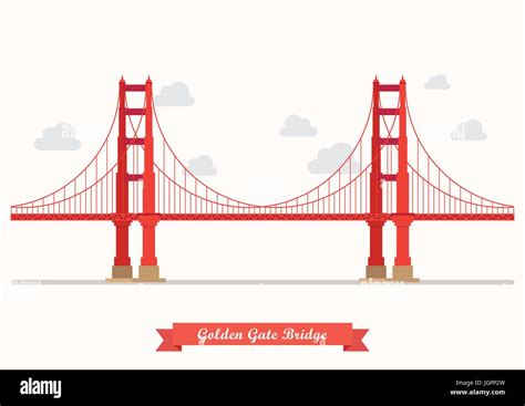 Puente Golden Gate ilustración. Diseño de estilo plano aislado sobre ...