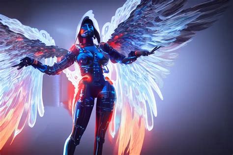 cyberpunk angel with flaming wings concept, futuristic | Stable Diffusion