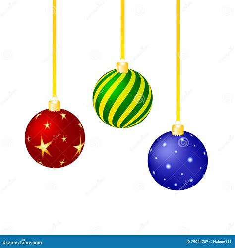 Colorful Christmas Ornaments Set Stock Illustration - Illustration of ...