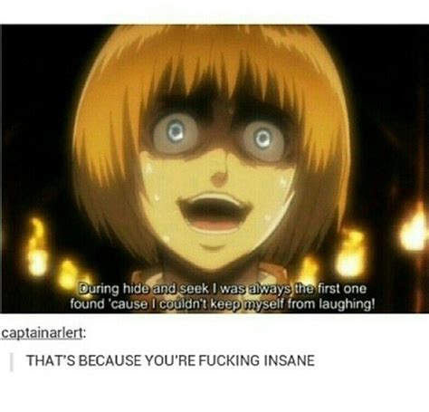 Armin Arlert at his finest Armin, Levi X Eren, Attack On Titan Funny ...