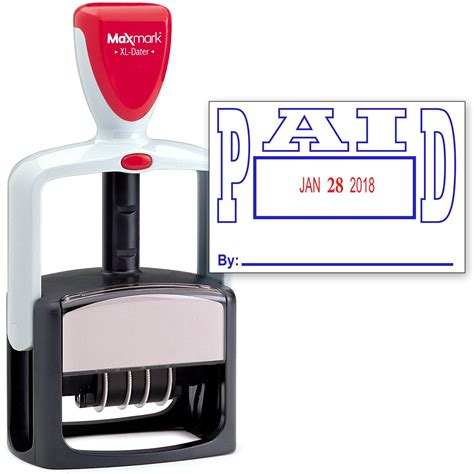 2000 PLUS Heavy Duty Style 2-Color Date Stamp with PAID self inking ...