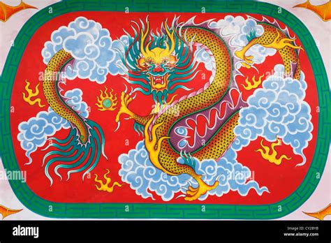 Chinese dragon painting on ceiling of temple Stock Photo - Alamy