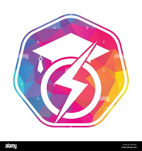 Flash student vector logo template. Education logo with graduation cap and thunder icon Stock ...
