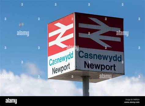 Newport railway train station in south Wales sign logo Stock Photo - Alamy