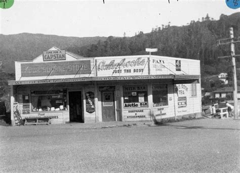 Homedale Shops, WAINUIOMATA - c1950. Lovegrove's Store, corner Moore's Valley & Main Road before ...