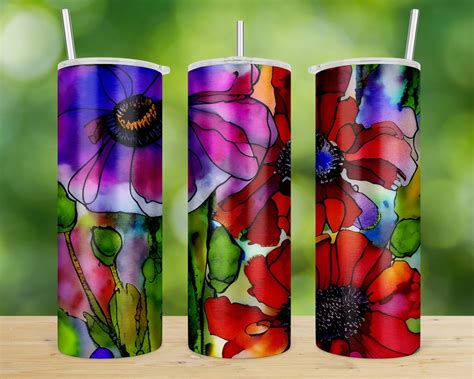 Bright Flowers Tumbler Designs Digital Download Flower - Etsy