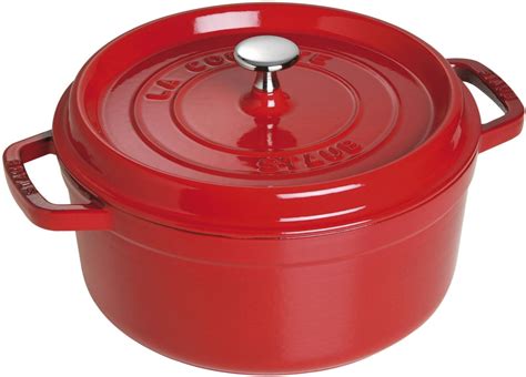 Staub 1102406 4 Quart Cast Iron Round Cocotte with Heavyweight Lid, Induction Suitable, Oven ...