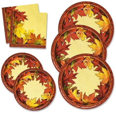 Thanksgiving Paper Plates and Napkins Set for 50 Guests includes 50 10" Dinner Plates 50 7 ...