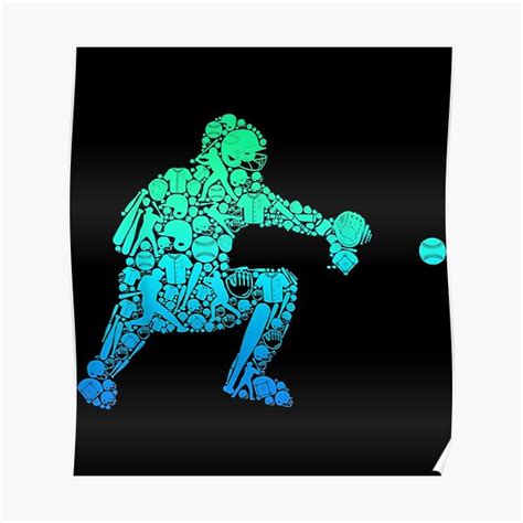 "Baseball Catcher Player Sticker" Poster for Sale by ConfitofBrassB | Redbubble