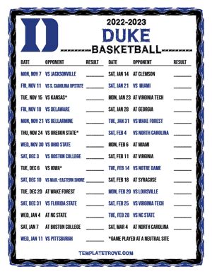 2022-2023 College Basketball Schedules - ACC