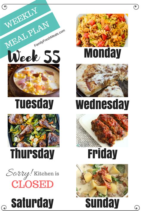 Easy Weekly Meal Plan Week 55 - Family Fresh Meals