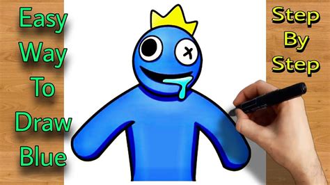 a drawing of a cartoon character with the words easy way to draw blue