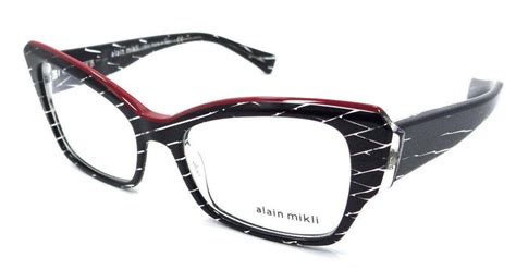 Alain Mikli Rx Eyeglasses Frames A03036 B0H8 52x17 Red Black Diamond ...