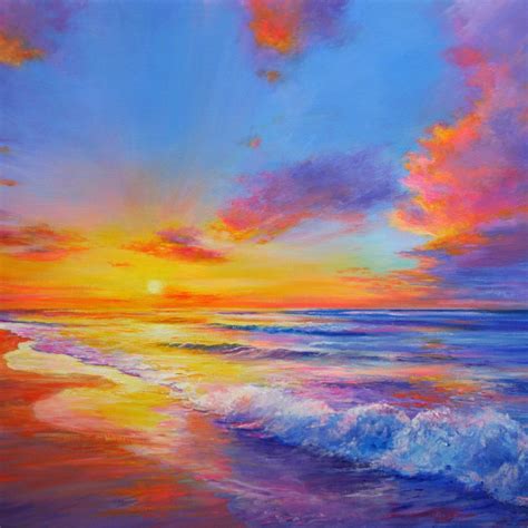 Buy Sunrise, Acrylic painting by Behshad Arjomandi on Artfinder ...