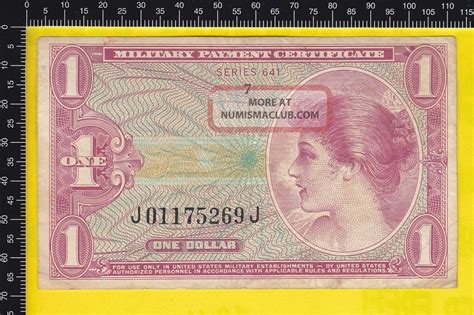 Military Payment Certificate 1 Dollar Series 641 Note Mpc 1965 Vf++