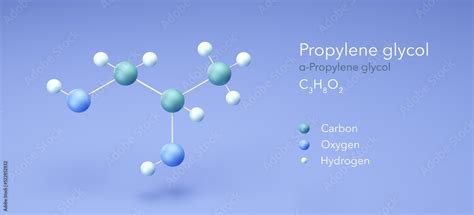 propylene glycol, molecular structures, 3d rendering, Structural ...