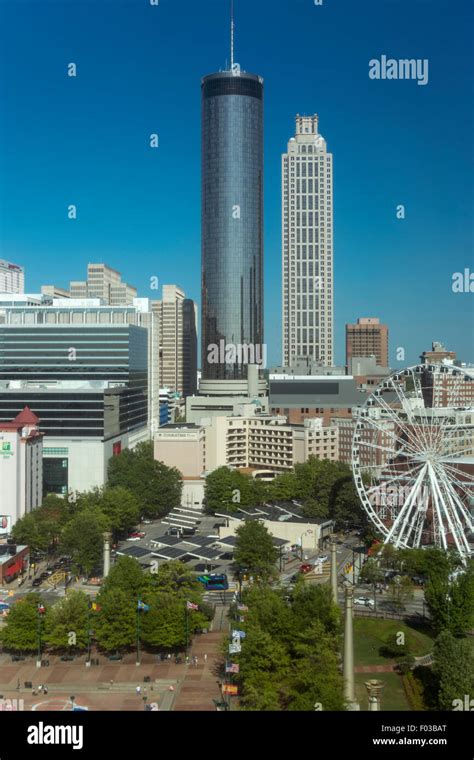 SKYVIEW FERRIS WHEEL CENTENNIAL OLYMPIC PARK DOWNTOWN SKYLINE ATLANTA GEORGIA USA Stock Photo ...