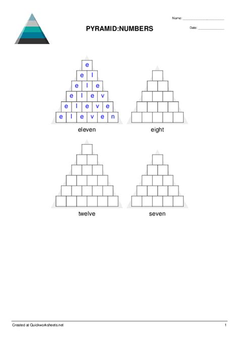 PYRAMID:NUMBERS - Pyramid Words Worksheet - Quickworksheets