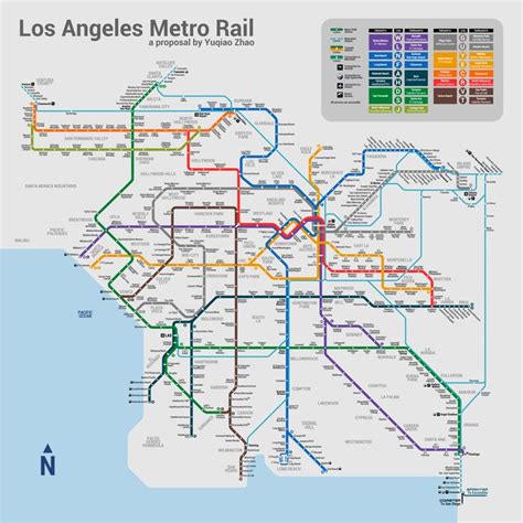 Los Angeles Metro Rail Fantasy Subway Rail Map. By Yuqiao Jiao ...