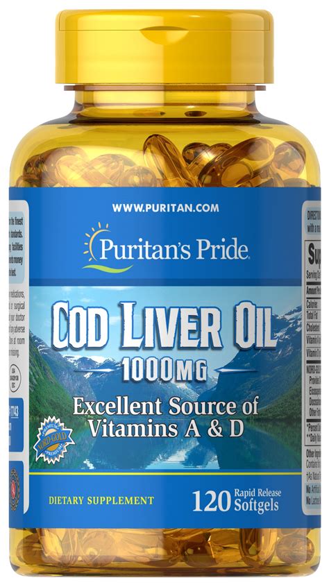 Cod Liver Oil 1000 mg, 120 Softgels (7743) | Puritan's Pride