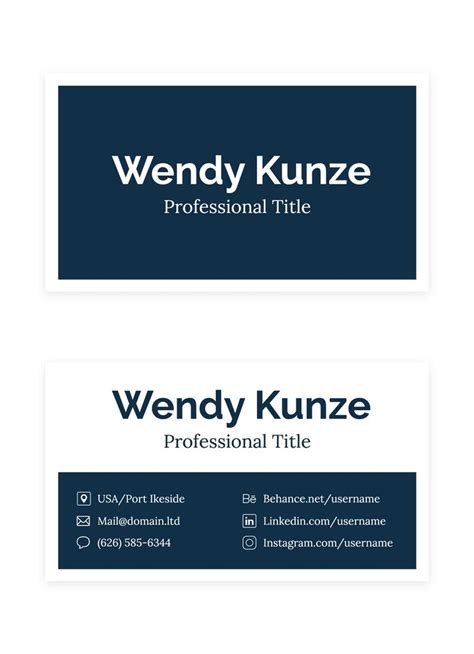 Professional Business Card Free Google Docs Template