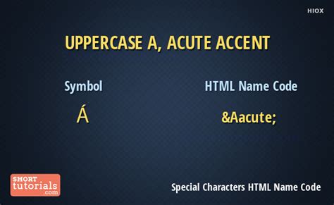 Capital Letter A With Acute Accent HTML Name Code