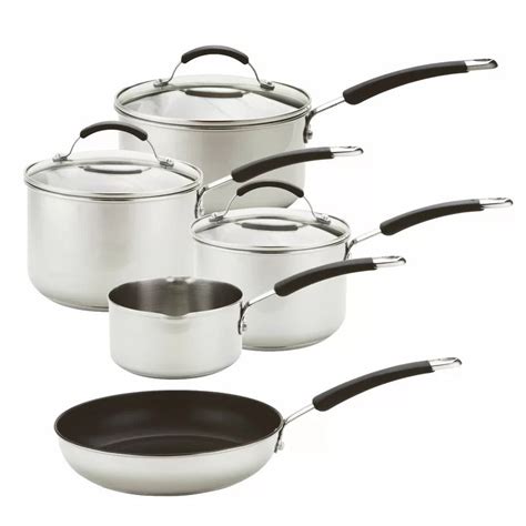 Meyer + 5 Piece Stainless Steel Non Stick Pots and Pans Set