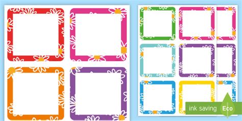 Flower Square Peg Name Labels - (teacher made)