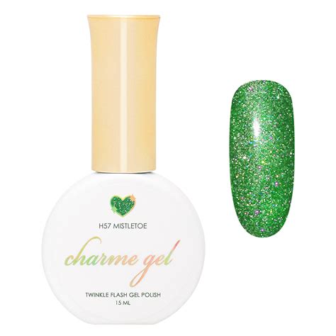 Charme Gel H57 Mistletoe | Green Holographic Twinkle Flash On Gel ...