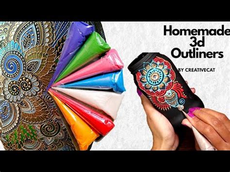 Homemade 3D outliners with only 3 ingredients/Diy puffy paints/3D paints/CreativeCat/Art and ...