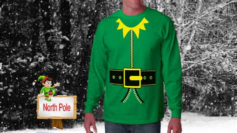 Mens Long Sleeve Elf Costume Tuxedo T-Shirts (Kelly Green) – Bewild