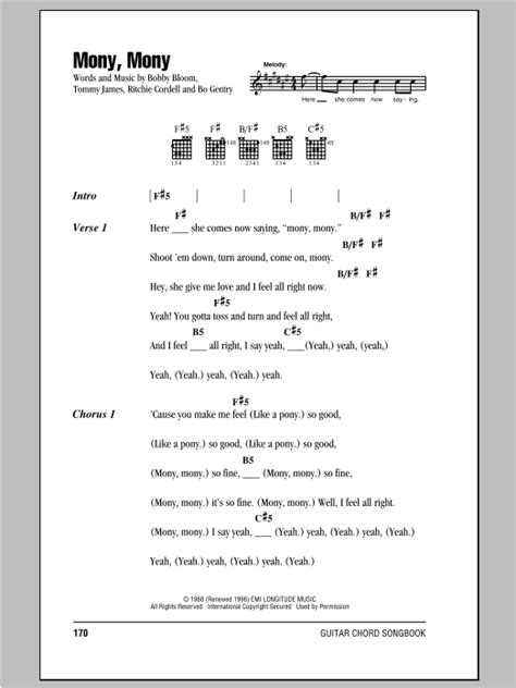 Mony, Mony by Billy Idol - Guitar Chords/Lyrics - Guitar Instructor