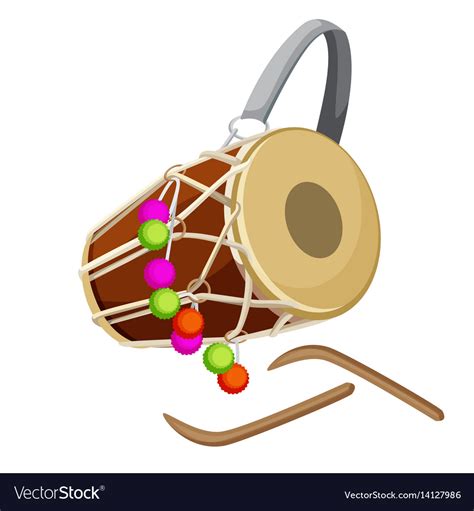 Drum percussion instrument double-headed dhol Vector Image