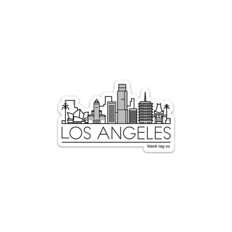 The Los Angeles Skyline Sticker Los Angeles Cityscape, Chicago Cityscape, Los Angeles Skyline ...